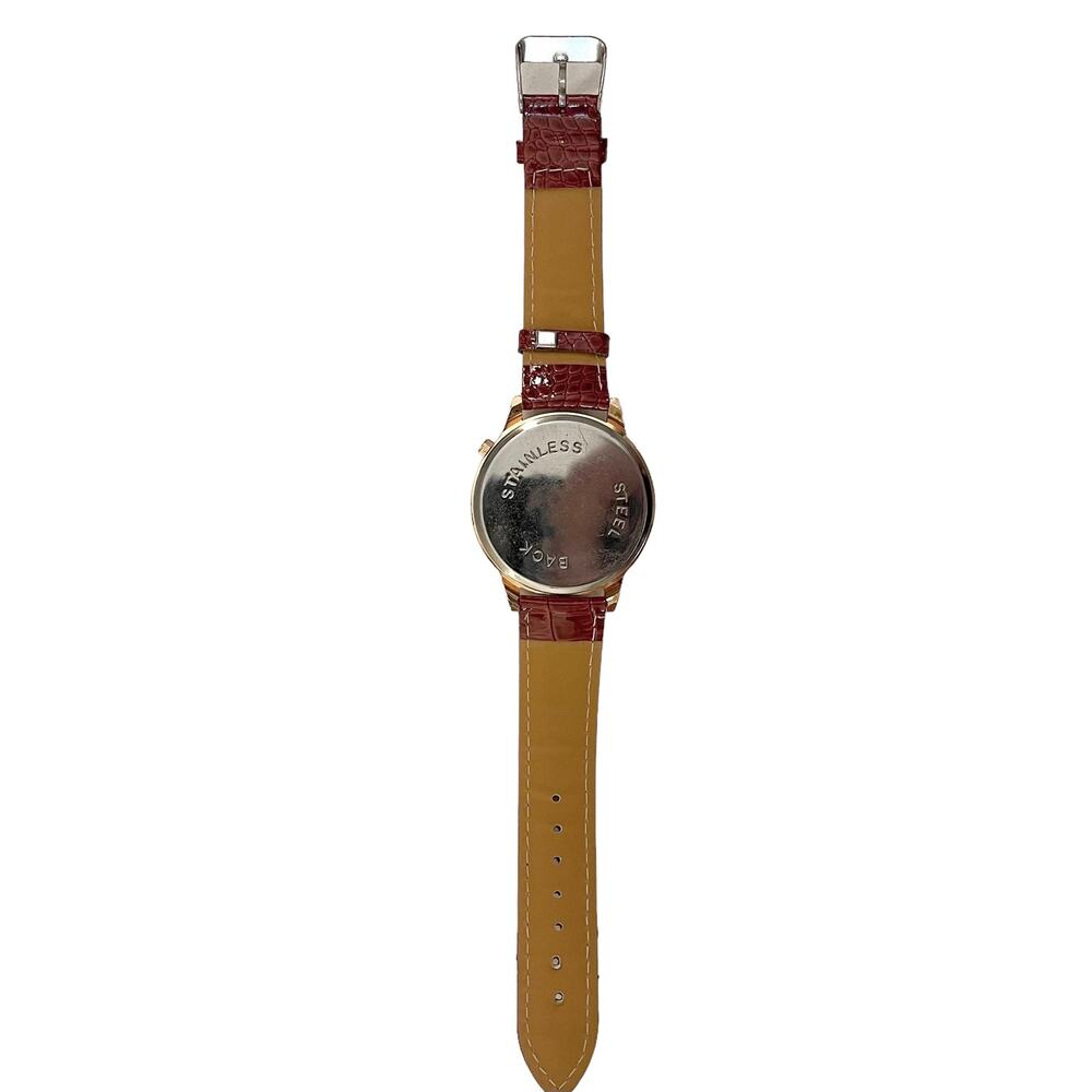 Women's RHINESTONE BUTTERFLY Watch Red Faux Leather Strap - NEW BATTERY - Picture 4 of 6